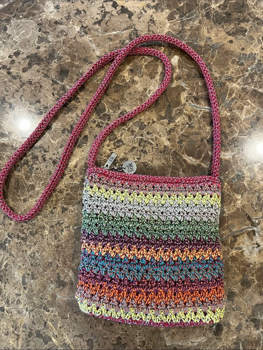The Sak Crochet Multicolor Small Crossbody Bag Purse Boho Travel Festival
